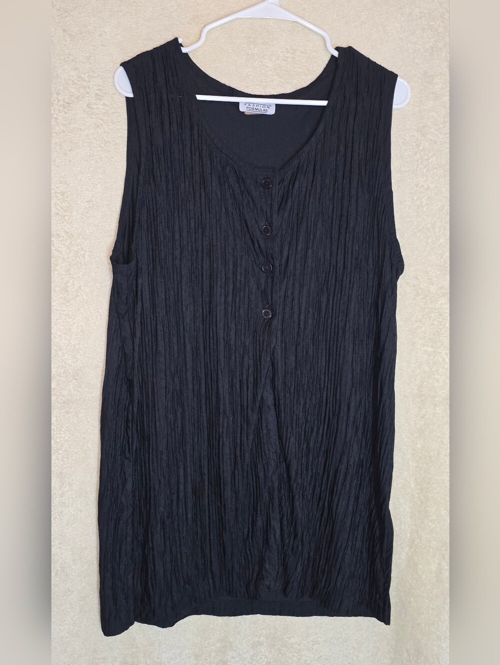 Fashion Formulas Vintage Sleeveless Black Dress Blouse Size Large
